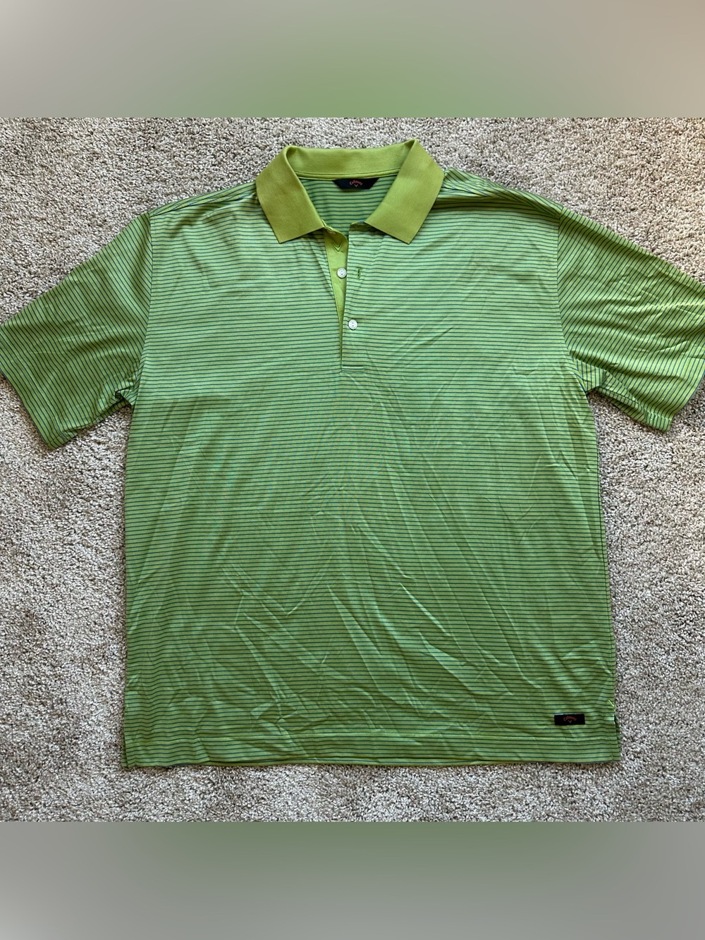 Callaway Green/Blue Striped Short Sleeve Collared Button Polo Men's 2XL CM16847